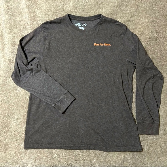 Bass Pro Shops Other - Bass Pro Shops Long Sleeve Cotton T-Shirt Large Brown with Orange Print